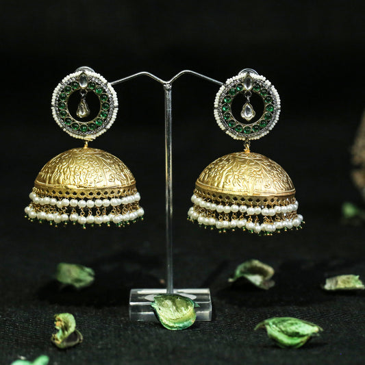 Sunheri jhumka (emerald green)