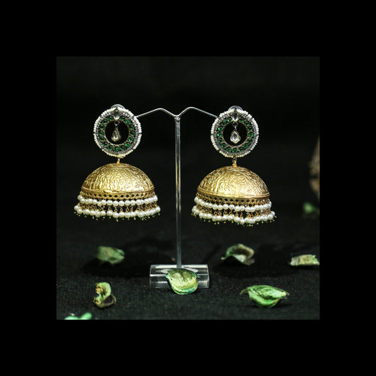 Sunheri jhumka (emerald green)