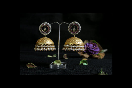 Sunheri jhumka (dark pink)