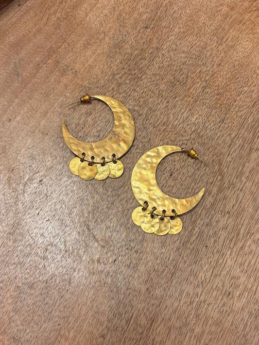 Half moon brass earring