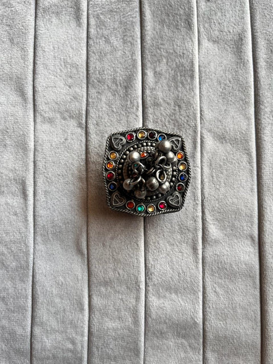 Rabia square stone ring