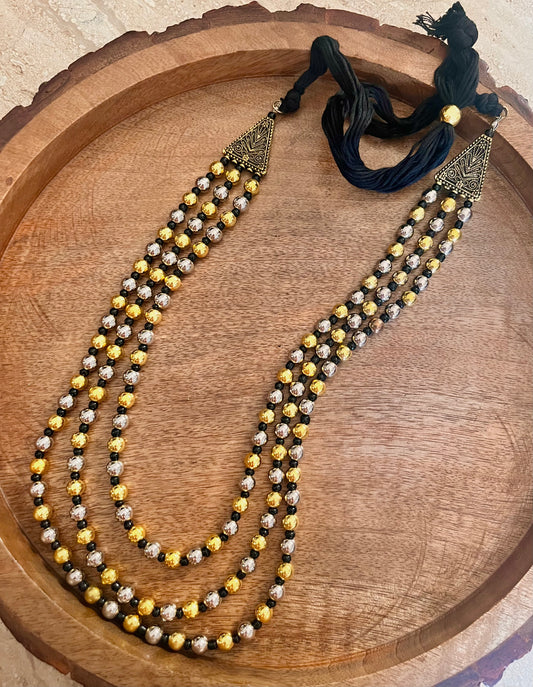 Dual tone small ball necklace