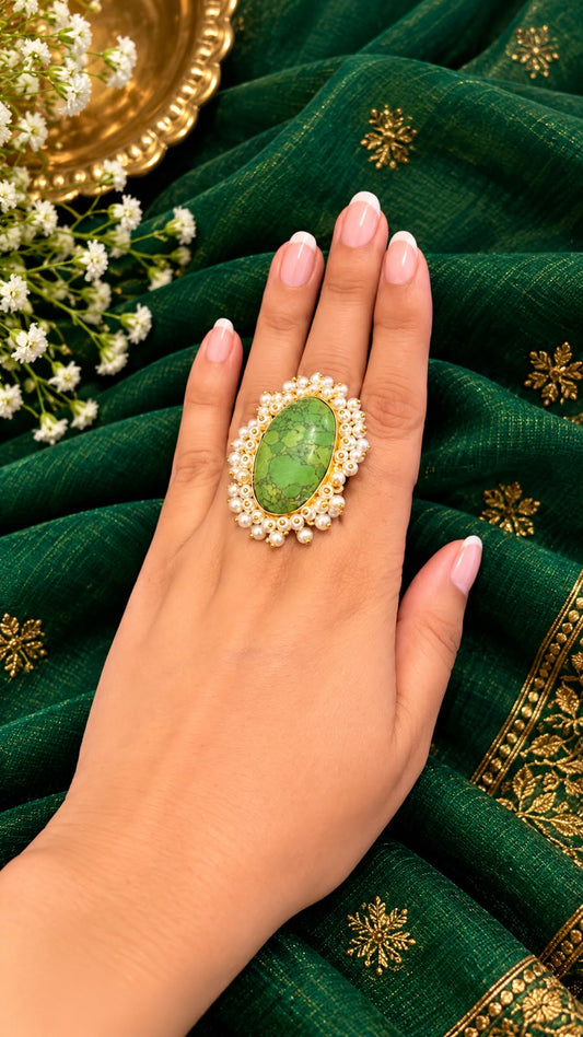 Pearl halo ring