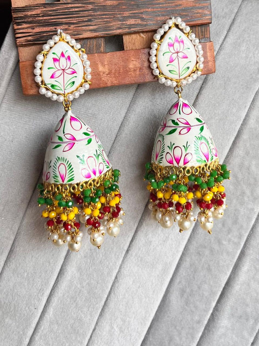 Lotus Multicolour Jhumka Earrings