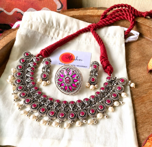 Gulabi silver tone set