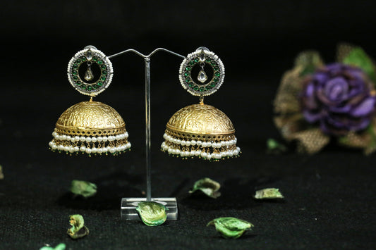 Sunheri jhumka (emerald green)
