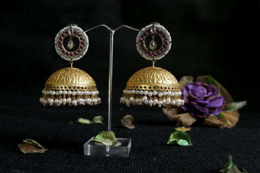 Sunheri jhumka (dark pink)