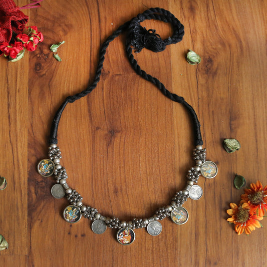 Hand painted coin necklace (b)