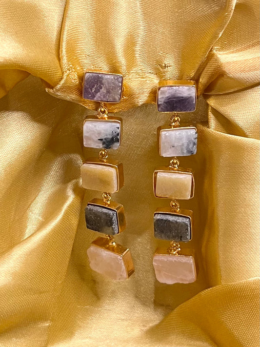 Midnight mosaic druzy stone earrings