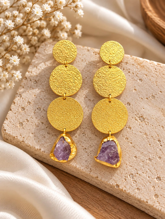 Amara purple druzy stone earring