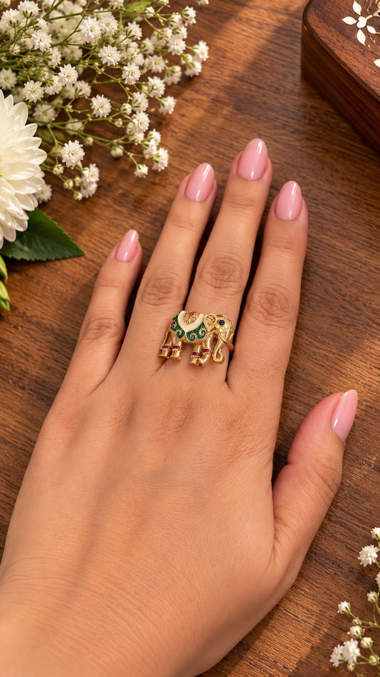 Meenakari elephant ring