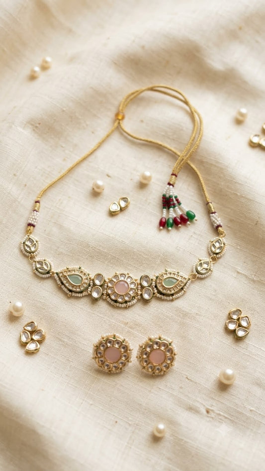 Gulnaar pastel kundan necklace set