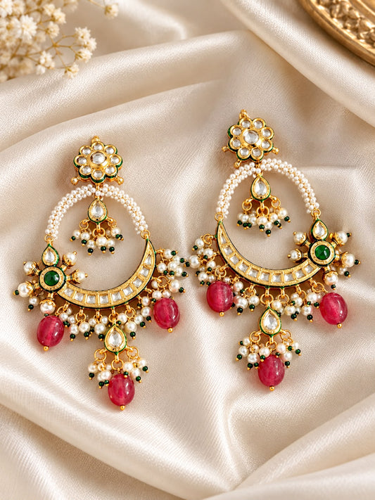 Pearl beaded chandbali