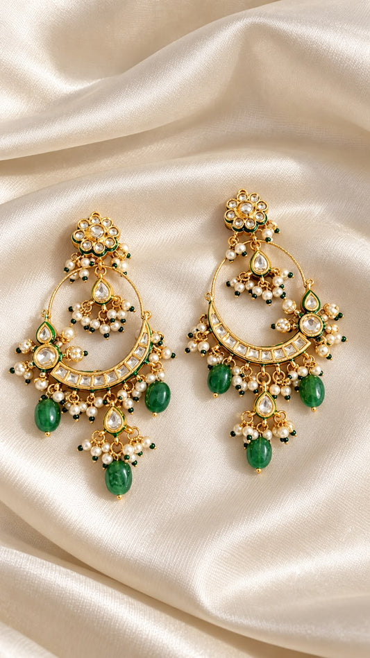 Green drop chandbali